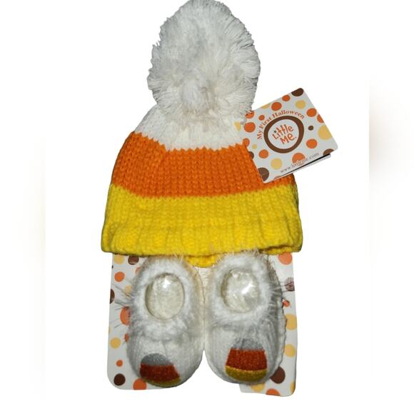 Little Me Halloween Hat Booties Set‎ Candy Corn Knit 0-6M Baby Costume - Picture 1 of 5
